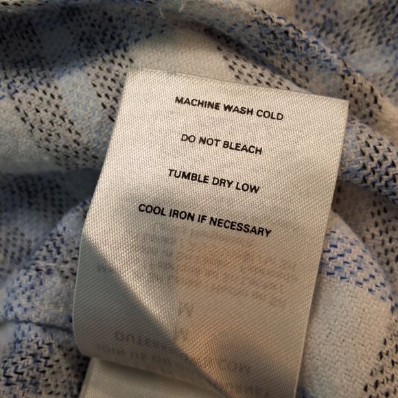 Outerknown Mens Long-Sleeve Button Up Flannel Shirt Blue/White Plaid Sz M - Picture 5 of 8